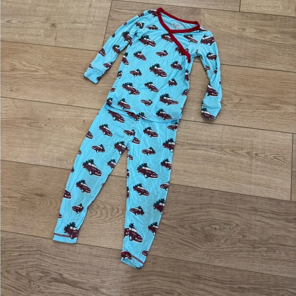 Kickee Pants Trucks and Trees Christmas Pajama Set size 2T